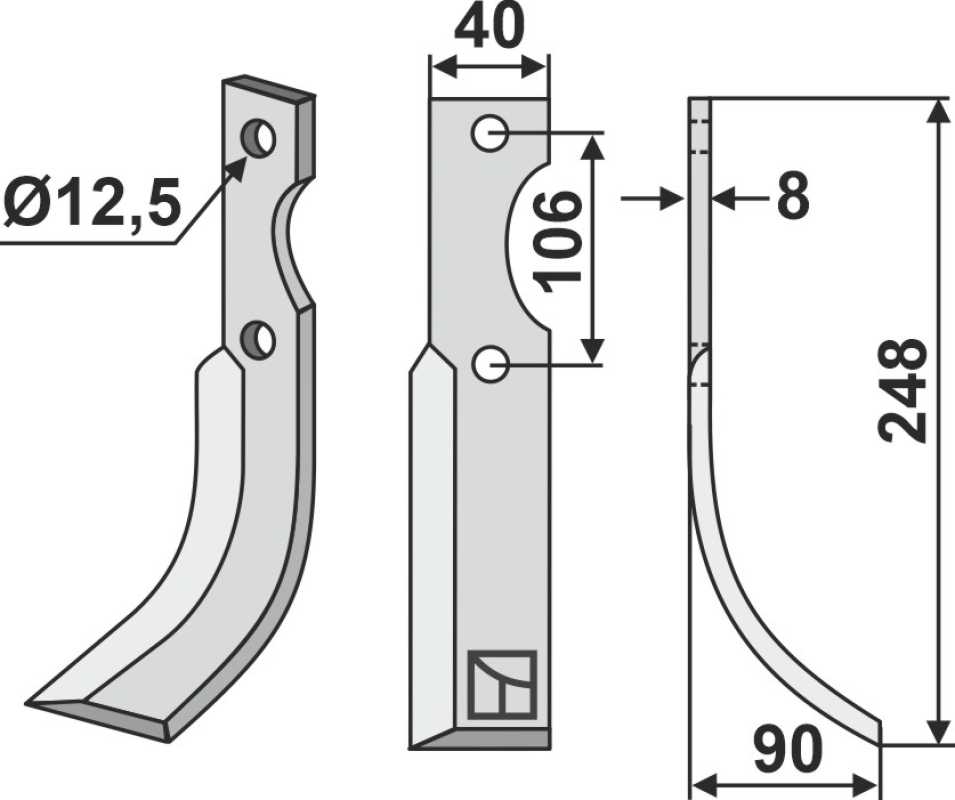 Fräsmesser 248x40mm, rechts
